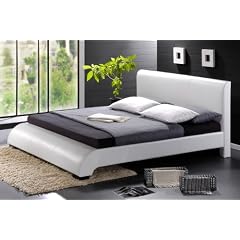 Doppelbett Lederbett Polsterbett Matratzen-Gr�sse 180x200cm Ehebett Leder Tex Bett inkl. Holz-Rahmen, Lattenrost und Standf�ssen Farbe: weiss