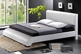 Doppelbett Lederbett Polsterbett Matratzen-Gr�sse 180x200cm Ehebett Leder Tex Bett inkl. Holz-Rahmen, Lattenrost und Standf�ssen Farbe: weiss