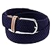 moonsix Braided Elastic Belts for Men,PU Leather Stretch Fabric Woven Web Belt,Style 1-Navy Blue