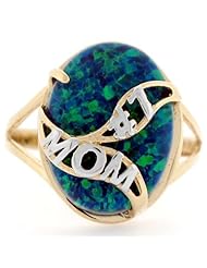 14k Gold Whale Tail #1 Mom Blue Green Lab Opal Ring