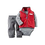 カーターズ Carter's ロンパース ボディスーツ 長袖 ＆ フリース ベスト ＆ パンツ 豪華3点セット 3-Piece Vest Set NB (50-55cm)