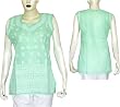 Womens Cotton Sleeveless Top Blouse Chikan Embroidery Size L