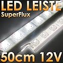 SuperFlux LED Leiste 50cm 12V DC PUR-WEISS - IP65! - 30 MEGA helle LEDs - vergossen im weißen Kunststoffprofil - IDEAL für indirekte Beleuchtung - SUPER HELL