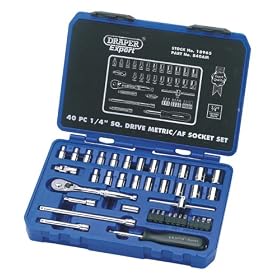 Draper Expert 18965 Metric/Af Chrome Vanadium Socket Set 40pce 1/4 Drive