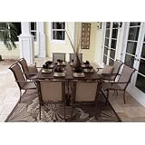 Chub Cay Patio 9 Piece Arm Chair and Slatted Table Set