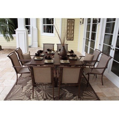 Chub Cay Patio 9 Piece Arm Chair and Slatted Table Set product image
