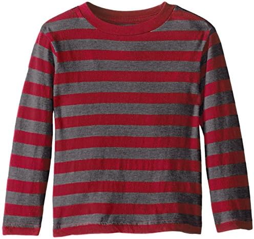 The Children's Place Little Boys' Long Sleeve Stripe Basic Tee, Classic Red, 3T