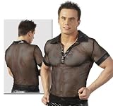 Cooles Netz Wetlook Hemd / Shirt / Top schwarz - Gr. M