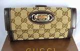 Gucci - Gucci Wallets (Beige/Brown) 146199 Large Gucci Logo Punch Wallet