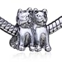 Twin Cat European Bead Fits Pandora Beads & Charms