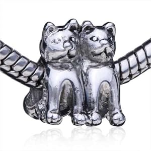 Buy Pandora Style Charm Bead Twin Cats Pattern European Beads by Pugster