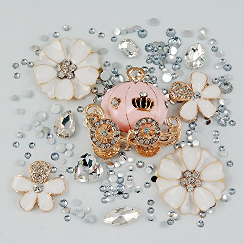 MINI KITTY (Phone shell is not included, only DIY material contained) 3D Bling elegant White diamond flower pink pumpkin car stickers Diamond Crystal Cell Phone Flat back Kawaii Deco Kit / Set ,cellphone diy Valentine's Day Lovers Easter best unique creative cool gift for iphone 4 4S ,iphone 5 5c 5G,for iphone 6 for iphone 6 plus for samsung note 4 samsung s5 mini s5 i9600 for samsung galaxy s3 i9300 ,for samsung galaxy s4 i9500 for sony/htc/nokia/google etc +free microfiber cloth