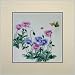 Susho, King Silk Art Handmade Silk Embroidery - Pink Iris Flowers with Butterflies - Medium Size 36007W