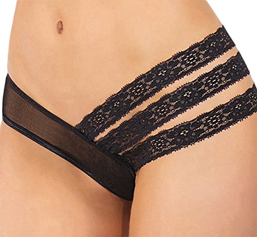 Semi-Transparent Panties With Lace Pieces Atty - BLACK, XL