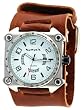 Nemesis #BIN071W Men's Stainless Steel Wide Cuff Band Anlalog White Dial Watch