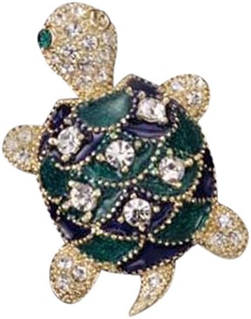 Austrian Crystal Turtle Lover Pin Brooch ~ Turtle Argyle Jewelry