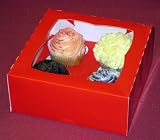 5 Red Fairy Cupcake Muffin Box & Tray holds 4 Cake