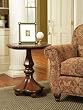 Antique Shoppe Mahogany Accent Table with Black Fossil Stone Inlay By Powell Furniture