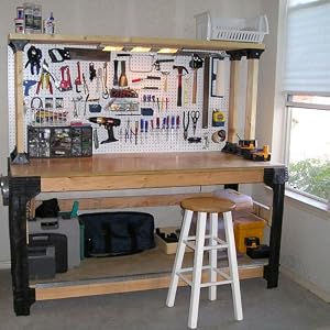 2x4basics 90164 Workbench and Shelving Storage System with Hooks and Clamps