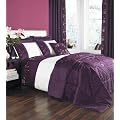 Amelie Purple King Size Duvet Cover Set Embroidered Floral Cream Duvet Cover Bedding Set