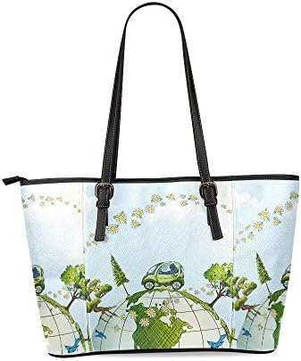 Fresh Pattern Global World Map Custom Women Leather Tote Bag Shoulder Lady Handbag Travel Bag