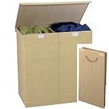 Household Essentials 5602 Double Clothing Sorter/Hamper with Lid, Resin Weave