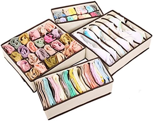 SENTUM Collapsible Storage Boxes Bra Underwear Closet Organizer Drawer Divider 4 Set