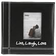 Embroidered Stitched Leatherette Photo Album 9"X9" - Black Live/Laugh/Love