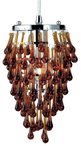 Eurofase 12260-027 Vidal 1-Light Pendant, Chrome/Amber Crystal