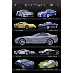 Dream Machines Poster ~ Ferrari, Porsche, Corvette, Mclaren, Aston Martin, Lamborghini ~ Exclusive U.K. Import ~ 24x36