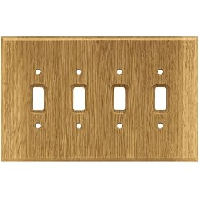 Liberty Hardware 126431 Wood Square Quad Switch Wall Plate, Medium Oak