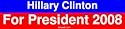 Hillary Clinton For President 2008 Bumper Sticker
