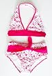 Girls 2 Pc Swimsuit with Faux Belt in Fuschia or Turq Hearts and Guitars Print. Sizes 12-18