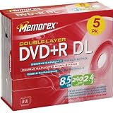 Memorex 8.5Gb/2.4x DVD+R Dual Layer (5-Pack)