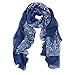 Kobwa(TM) Women Girl Beige Porcelain Pattern Voile Long Scarves,Dark Blue With Kobwa's Keyring
