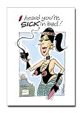 Sick in Bed - Damn Funny Cartoon Get Well Greeting Card