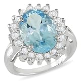 8 ct.t.w. Oval Blue Topaz and Round White Topaz Ring in Silver
