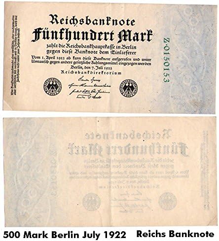 Germany Reichsbanknote 1922 - Crisp - 500 Mark Berlin Reichs Banknote