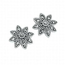 Elements Sterling Silver Ladies E2053 Marcasite Daisy Stud Earrings