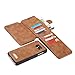 Galaxy S7 Edge Wallet Case,AKHVRS Handmade Genuine Cowhide Leather Wallet Cover Case - Classic Matte Leather Wallet Type Case with Zipper Wallet Case for Samsung Galaxy S7 Edge (Brown)