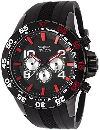 Invicta Watches Mens Aviator Multi-Function Polyurethane Band Watch (Black)
