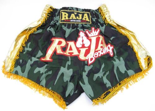 Raja Camo w/ Gold Tassle Muay Thai Shorts-Large