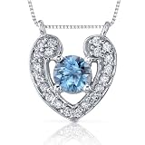 14 Karat White Gold 1.28 carats Blue Zircon and G Color VVS Clarity Diamond Pendant