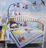 SoHo Rock N Roll Teddy Bear Crib Nursery Bedding Set 10 Pieces