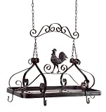 26" Scroll & Rooster Hanging Iron Kitchen Pot Rack
