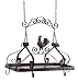 26" Country Rustic Scroll and Rooster Hanging Iron Kitchen Pot Rack