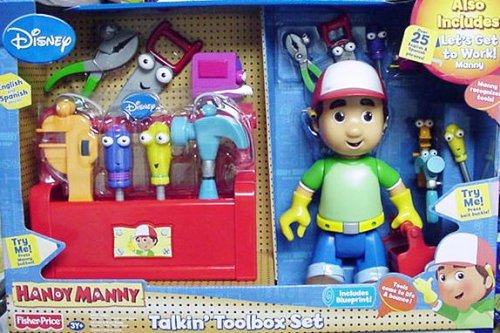 Childrens Toyshop  Toys : Fisher Price Handy Manny TALKING Toolbox Gift Set - BONUS Let's Get to Work Manny!