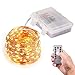 [8 Modes 100LEDs] Milocos Battery String Lights, Flexible Silver Wire Battery Operated, Waterproof Design with Wireless Remote Control, Waterproof, 33 Feet, Warm White (Battery NOT INCLUDED)