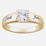Personalized 18K Gold Plated Sterling Round CZ Personalized Wedding Ring - Wedding Gifts