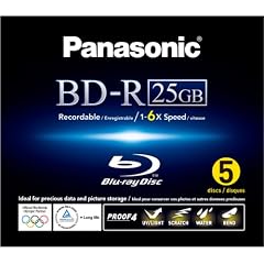 Panasonic LM-BR25MWE5 Blu-Ray (6x Speed, 25GB Inkjet Printable, 5er Pack)